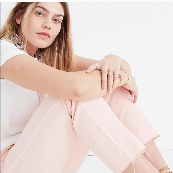 Madewell Women's Straight Leg Jeans in Light Pink - Picture 3 of 7